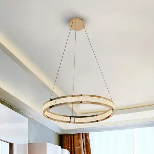 Nuova Collezione Lampada LED a sospensione Lorian, color oro, Ø 60 cm, metallo