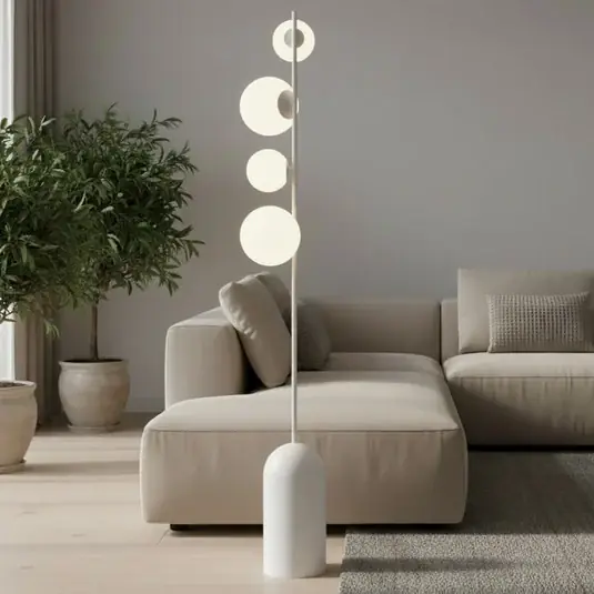 Piantana Etno LP4, bianca, vetro/acciaio, altezza 140 cm, G9 Esclusivo
