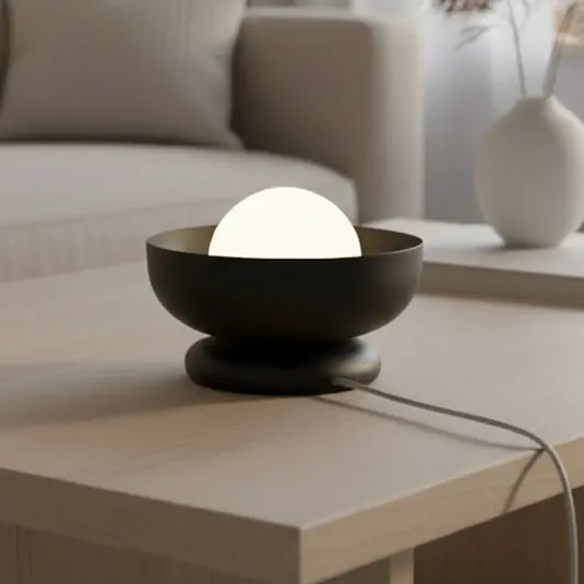 Lampada da tavolo Ozzy LN1, nera, acciaio/vetro, altezza 13 cm, G9 Nuovo Arrivo