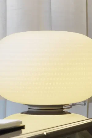 Fontana Arte lampada da tavolo BIANCA, vetro, Ø 30 cm, E27 Popolare