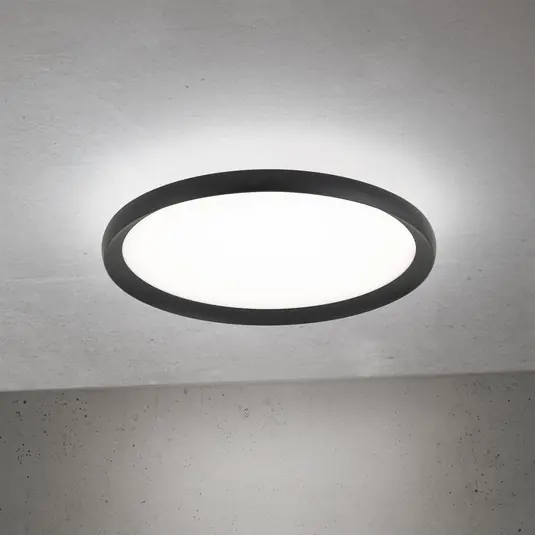Plafoniera LED Kant, Ø 40 cm nero, CCT metallo/plastica Reso Gratuito