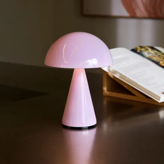 Consegna Rapida HÜBSCH lampada da tavolo LED ricaricabile Mush, rosa, altezza 20 cm