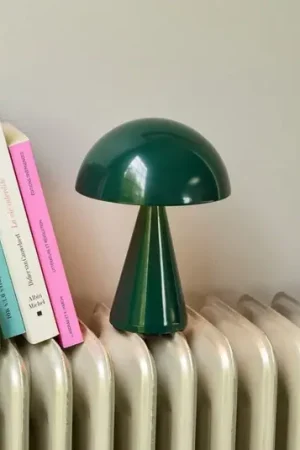 HÜBSCH lampada da tavolo LED ricaricabile Mush, verde scuro, altezza 20 cm Sconto