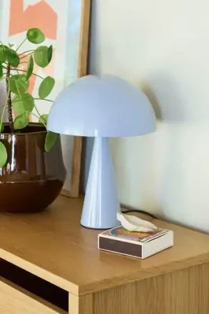 Lampada da tavolo HÜBSCH Mush Mini, blu ghiaccio, metallo, altezza 25 cm Compra Oggi Stesso