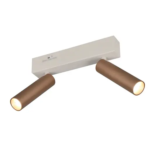 Faretto da soffitto a LED Ambala, lunghezza 26 cm, grigio/marrone, a 2 luci. Sconto