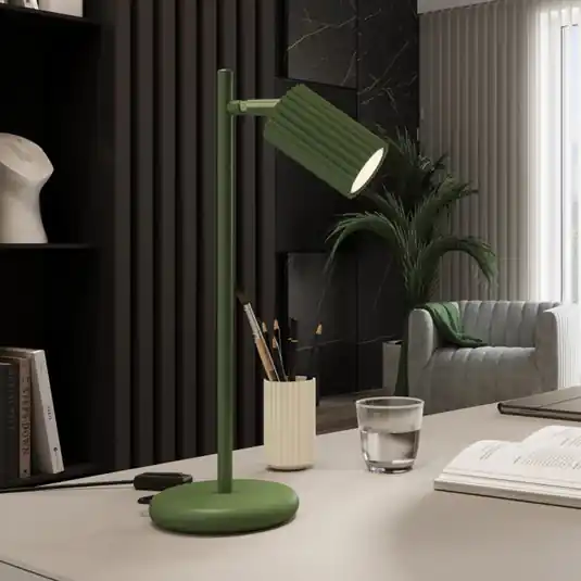 Lampada da tavolo ALORA, altezza 43 cm, verde oliva, metallo, GU10 Occasione