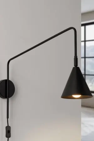 Prezzo Basso Applique LYS, nera, Ø 14 cm, metallo, spina, E14