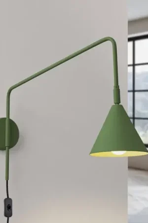 Applique LYS, verde oliva, Ø 14 cm, metallo, spina, E14 Acquista Ora