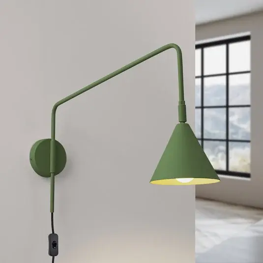 Applique LYS, verde oliva, Ø 14 cm, metallo, spina, E14 Acquista Ora