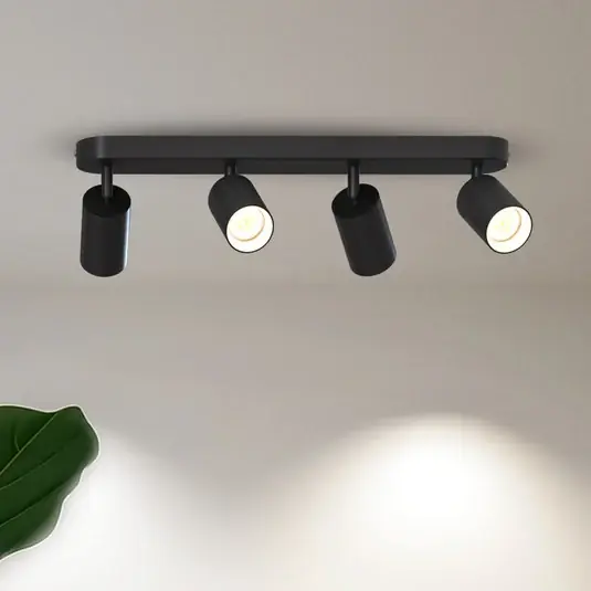 Faretto da soffitto Calex GU10, nero, lunghezza 49 cm, a 4 luci, metallo Direttamente Dal Produttore