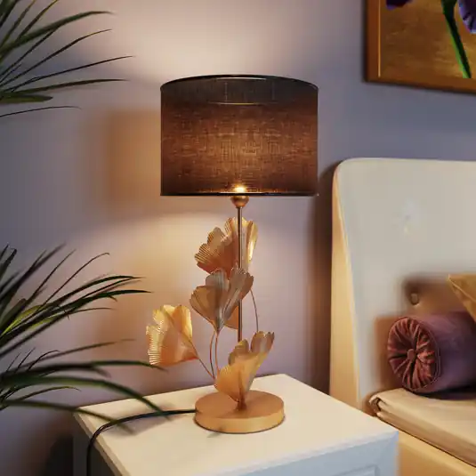 Lampada da tavolo KARE Flores, nero/oro, metallo, 62 cm, E27 Reso Gratuito