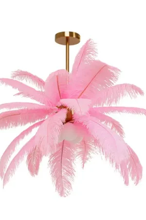Offerta Del Giorno Lampada a sospensione KARE Feather Palm, rosa, piume, Ø 87 cm, G9