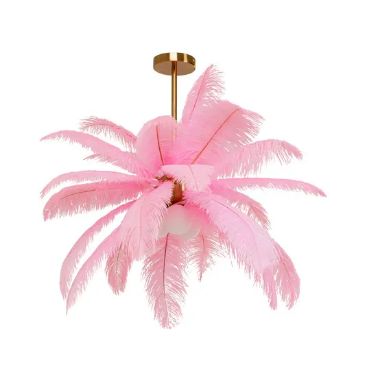 Offerta Del Giorno Lampada a sospensione KARE Feather Palm, rosa, piume, Ø 87 cm, G9