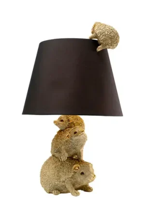 Consegna Rapida Lampada da tavolo KARE Animal Hedgehog Family, oro/marrone, E27