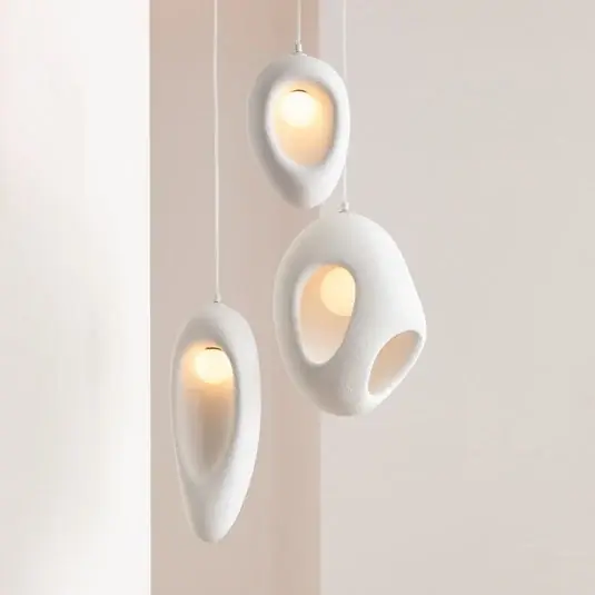 Spedizione Espresso Lampada a sospensione KARE Soul Dining, bianca, gesso, 53 cm, G9