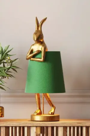 Lampada da tavolo KARE Animal Rabbit, oro/verde, 68 cm, E14 Novità
