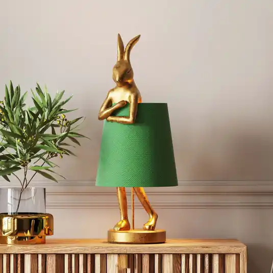 Lampada da tavolo KARE Animal Rabbit, oro/verde, 68 cm, E14 Novità