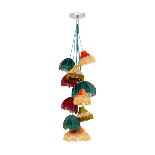 Lampada a sospensione KARE Saloon Fringes, multicolore, a 10 luci, E14 Scelto Dai Clienti