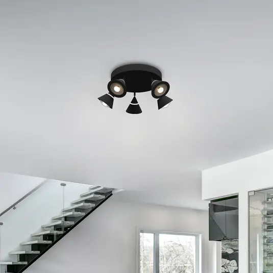Occasione Faretto da soffitto a LED Romeo, Ø 30 cm, nero, metallo, a 5 luci.