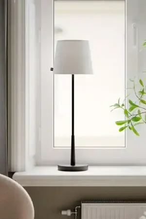 Spedizione Espresso By Rydens Lampada da tavolo Lumi, 69 cm, bianco/nero, tessuto