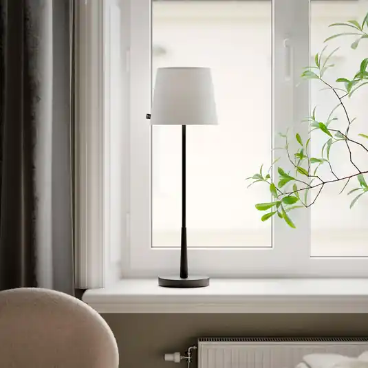 Spedizione Espresso By Rydens Lampada da tavolo Lumi, 69 cm, bianco/nero, tessuto