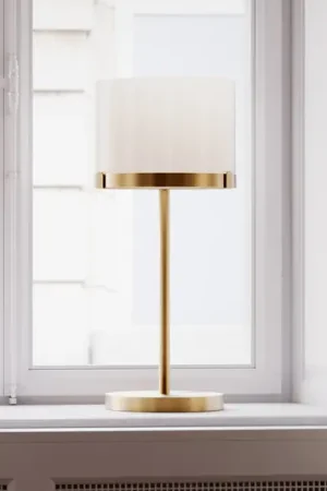 Popolare By Rydens Lampada da tavolo Marcel, ottone/bianco, altezza 55 cm