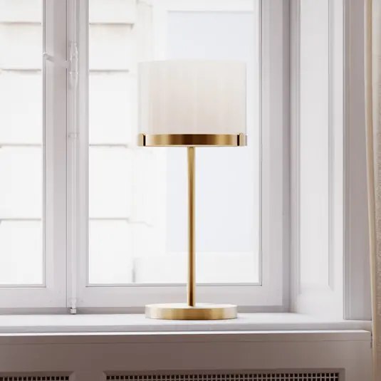 Popolare By Rydens Lampada da tavolo Marcel, ottone/bianco, altezza 55 cm