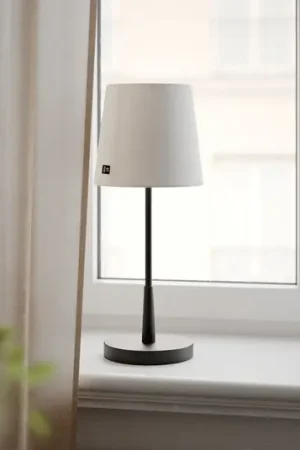 By Rydens Lampada da tavolo Lumi, 49 cm, bianco/nero, tessuto Consegna Rapida