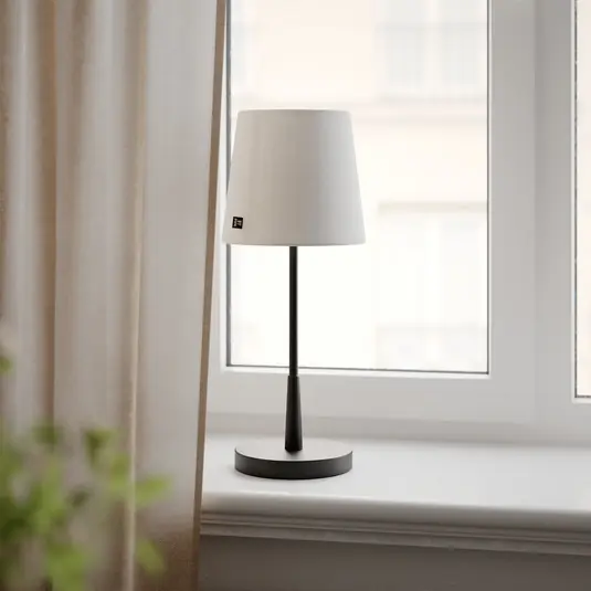 By Rydens Lampada da tavolo Lumi, 49 cm, bianco/nero, tessuto Consegna Rapida