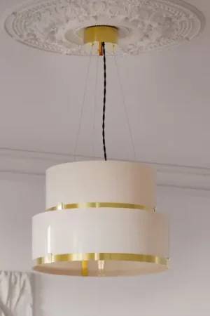 By Rydens Lampada a sospensione Marcel, ottone/bianco, Ø 50 cm Super Prezzo