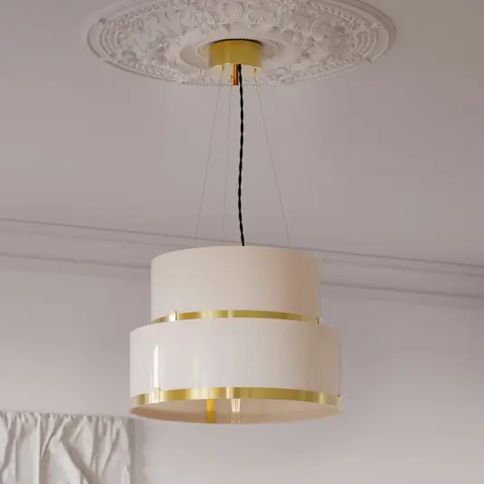 By Rydens Lampada a sospensione Marcel, ottone/bianco, Ø 50 cm Super Prezzo