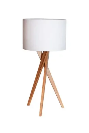 Lampada da tavolo Vega di By Rydens, rovere/bianco, 55 cm, legno, tessuto Ultima Occasione