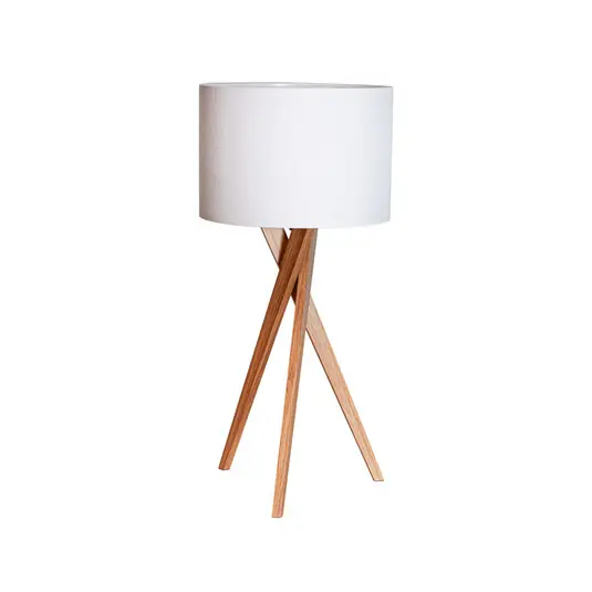 Lampada da tavolo Vega di By Rydens, rovere/bianco, 55 cm, legno, tessuto Ultima Occasione