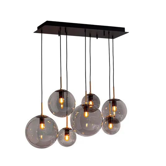Sconto Lampada a sospensione Laura di By Rydens, lunghezza 86 cm, a 7 luci, grigio fumo