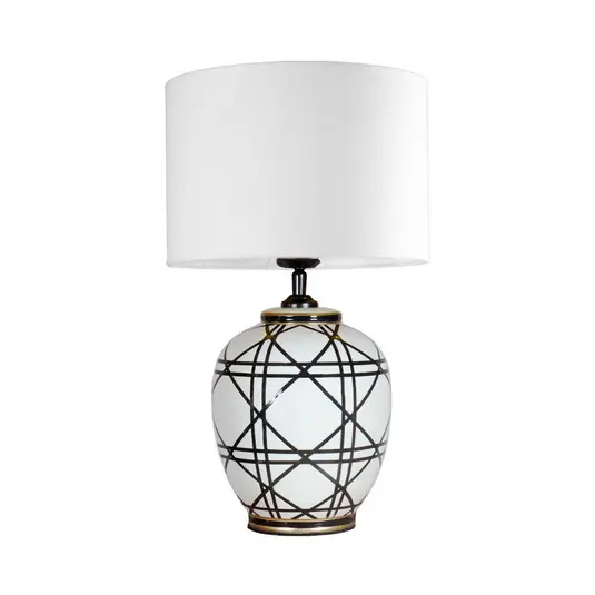 PR Home Lampada da tavolo New York, bianca, altezza 46 cm, ceramica Popolare