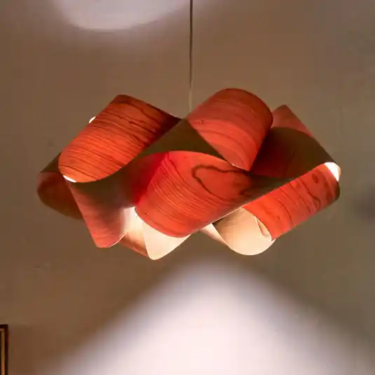 Soddisfatti O Rimborsati LZF Lampada a sospensione Swirl, legno di ciliegio/colore nichel, Ø 54 cm Legno