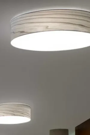 Spedizione Espresso LZF applique a LED Gea, grigio, Ø 42 cm, legno