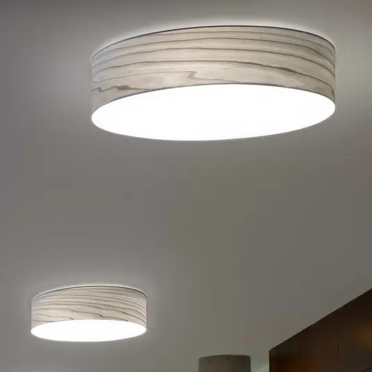 Spedizione Espresso LZF applique a LED Gea, grigio, Ø 42 cm, legno