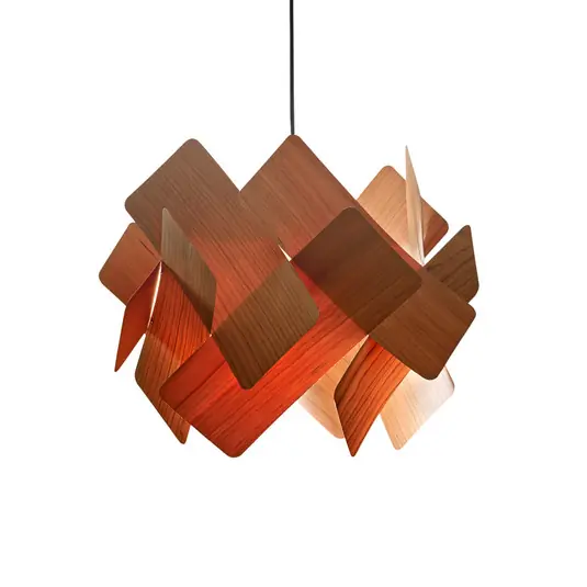 LZF Lampada a sospensione Escape, legno di ciliegio/colore nichel, Ø 30 cm Solo Oggi