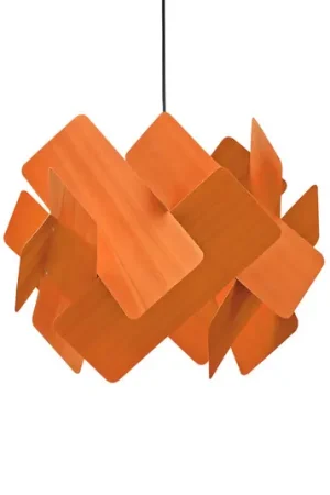 LZF Lampada a sospensione Escape, arancione/nichel, Ø 30 cm, legno Promozione Esclusiva