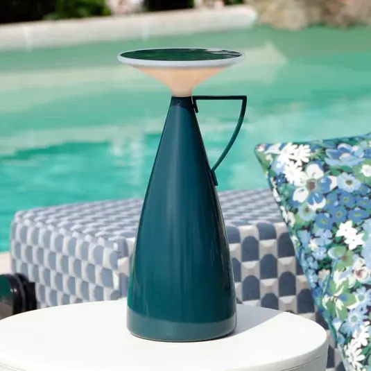 lampada da tavolo a LED ricaricabile Kartell Camomille, petrolio, altezza 24 cm Solo Oggi