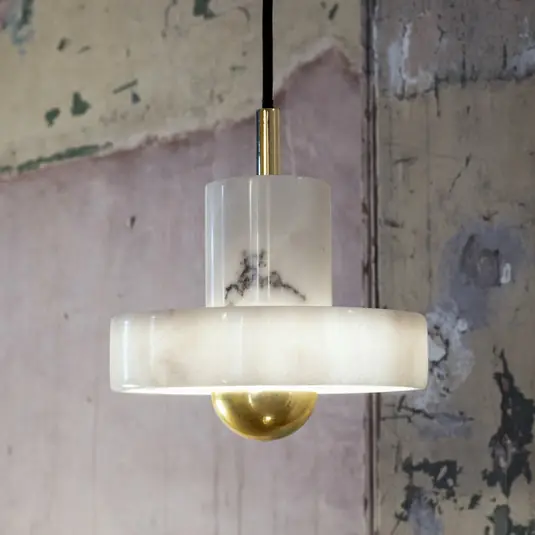 Tom Dixon lampada LED a sospensione Stone, bianca, Ø 18 cm, marmo Offerta Del Giorno