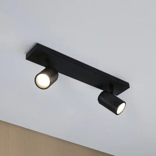 Vendita Finale Faretto da soffitto Paulmann Zyli nero lunghezza 40 cm a 2 luci IP44