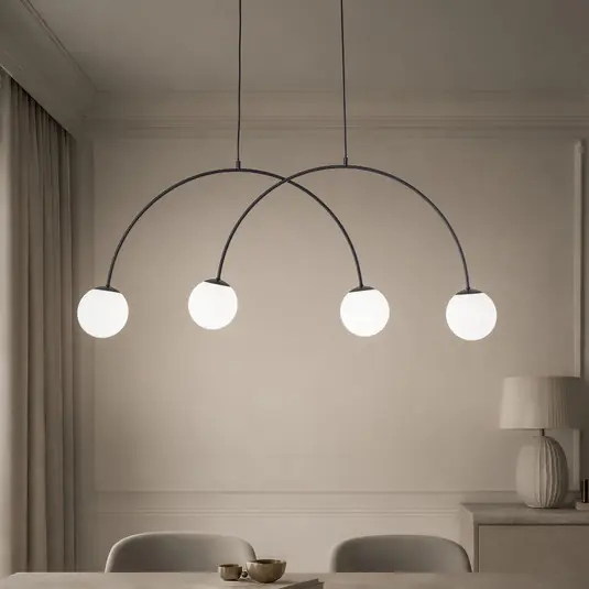 Scelto Dai Clienti Lampada a sospensione Nova, vetro/metallo, nero/bianco, a 4 luci