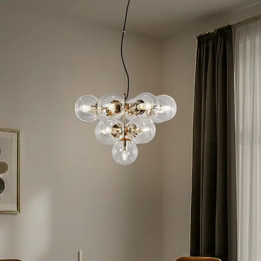 Ordina Subito Lampada a sospensione Zumba, vetro/metallo, oro/trasparente, 13 luci