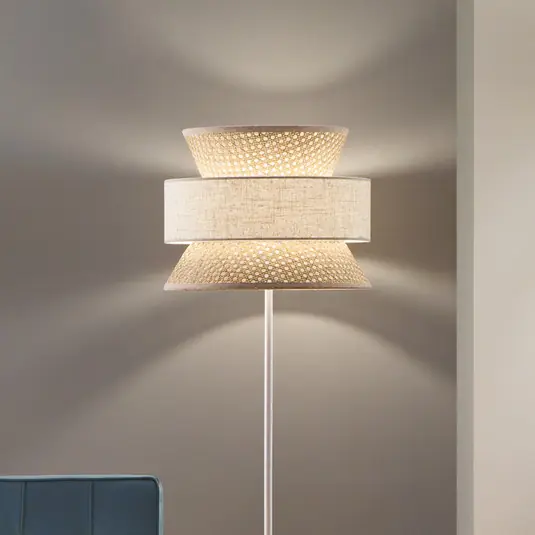 Lampada da terra Gazebo, naturale/beige, altezza 147 cm, rattan/tessuto Offerta Del Giorno