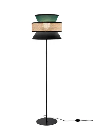 Lampada da terra Gazebo, verde/nero/naturale, 147 cm, tessuto/rattan Popolare
