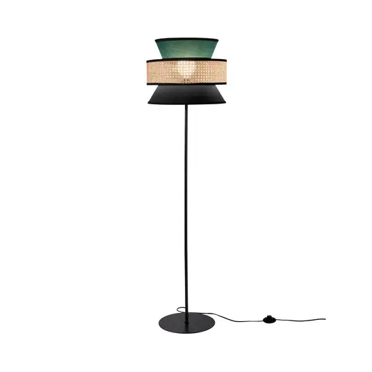 Lampada da terra Gazebo, verde/nero/naturale, 147 cm, tessuto/rattan Popolare
