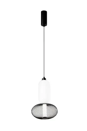 Economico Lampada LED a sospensione INKAS, altezza 41 cm, nero, vetro/metallo, CCT