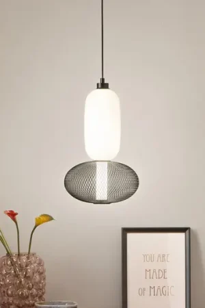 Lampada LED a sospensione INKAS, altezza 90 cm, nero, vetro/metallo, CCT Ultimissimo Modello
